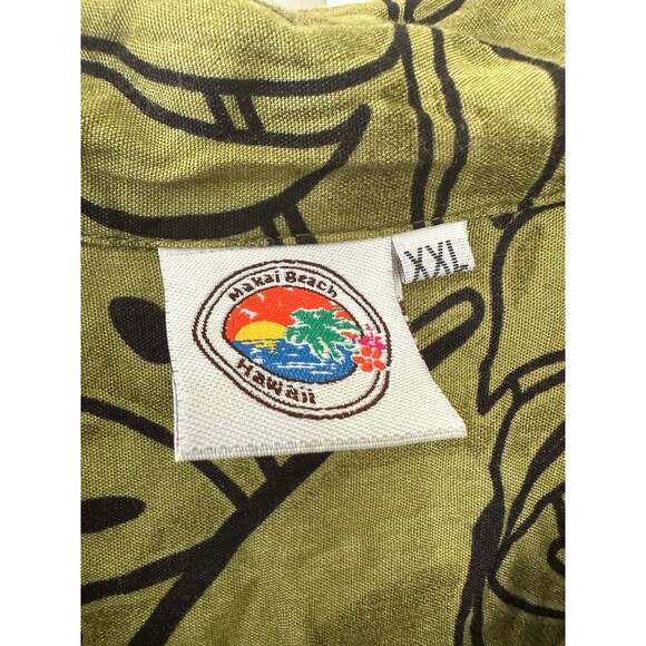 Makai Beach Hawaii Men's Hawaiian All Over Tropical Leaves Button Down Shirt XXL - Picture 4 of 5